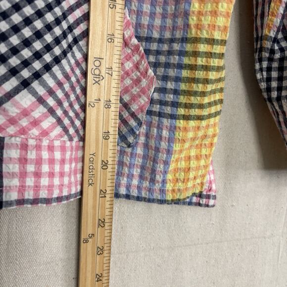 Free Assembly Women Seersucker Plaid Cropped Hoodie‎ Top Size L Colorful Preppy - Picture 4 of 8